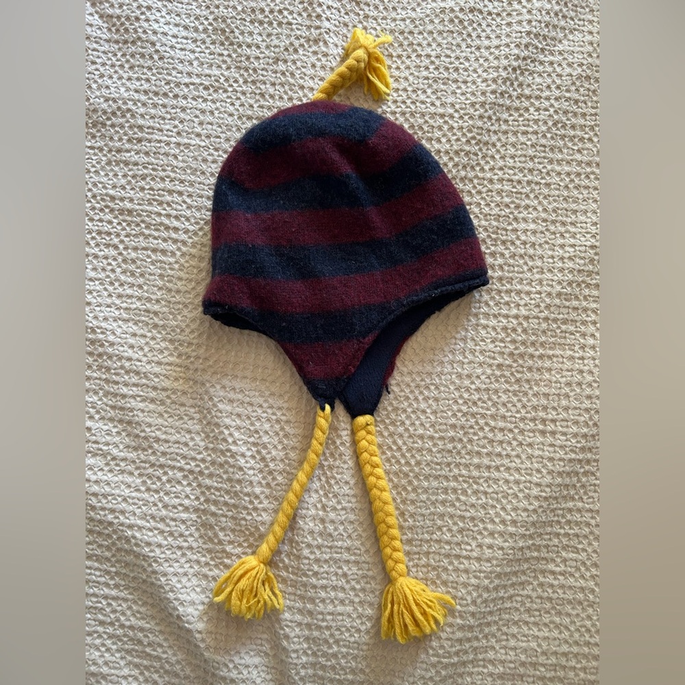 Gant Striped Wool Hat with Yellow Tassels